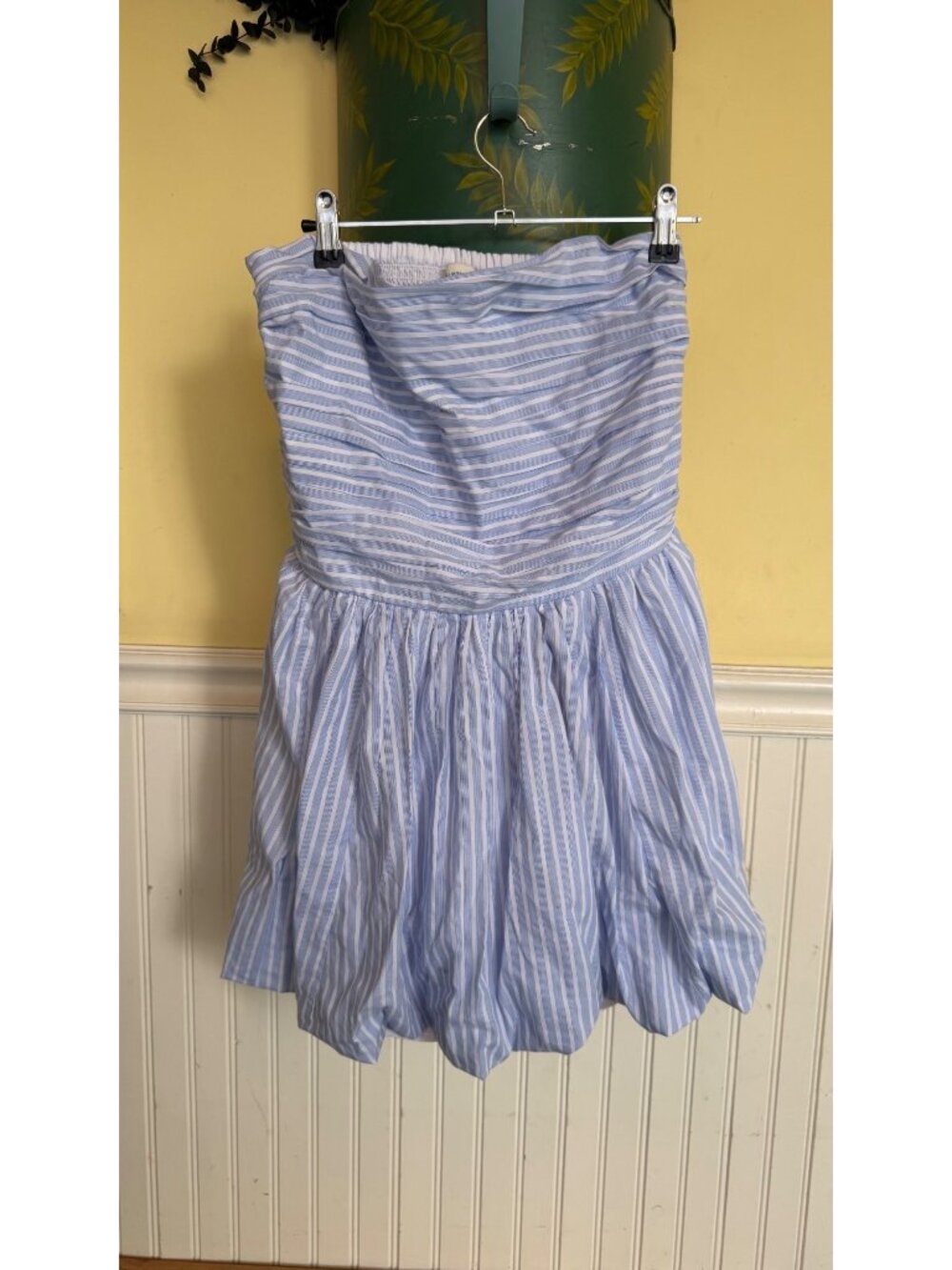 Hollister Blue & White Striped Smocked Waist Strapless Dress with shorts M